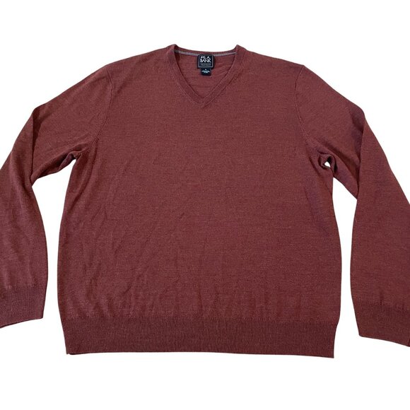 Jos. A. Bank Merino Wool Traveler Sweater Men's Size XL Brown V-Neck 3-Season - Picture 1 of 5